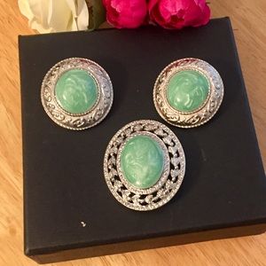 Vintage 80s Pin and Pierced Earrings